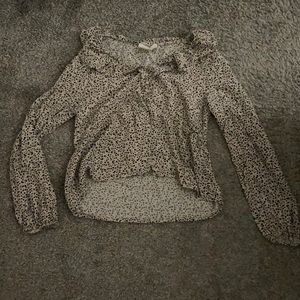 Cheetah print ruffled button-down crop top